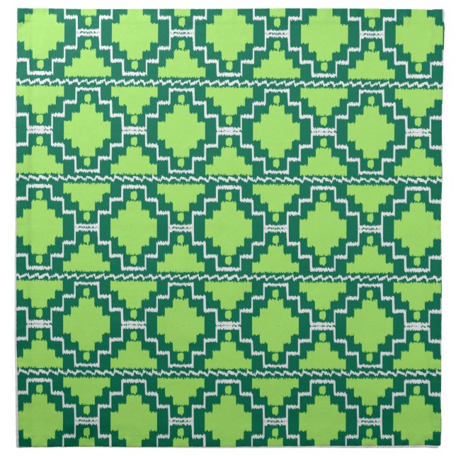 Ikat Aztec Pattern - Forest and Lime Green Napkin (Front)