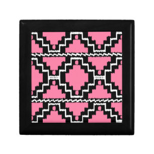 Ikat Aztec Pattern - Fuchsia Pink, Black and White Gift Box