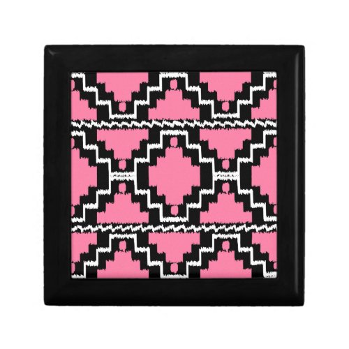 Ikat Aztec Pattern _ Fuchsia Pink Black and White Gift Box