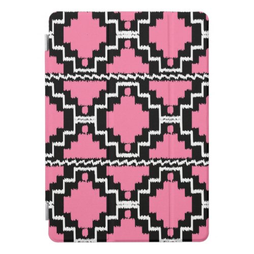 Ikat Aztec Pattern _ Fuchsia Pink Black and White iPad Pro Cover