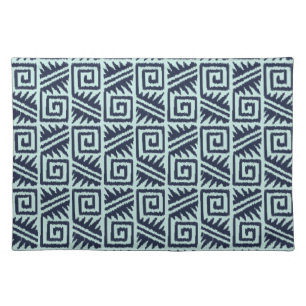 Ikat Aztec Pattern - Indigo and Light Blue Cloth Placemat