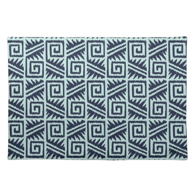 Ikat Aztec Pattern - Indigo and Light Blue Cloth Placemat (Front)
