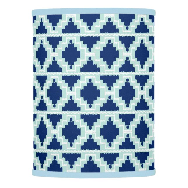Ikat Aztec Pattern - Indigo and light blue Lamp Shade (Front)