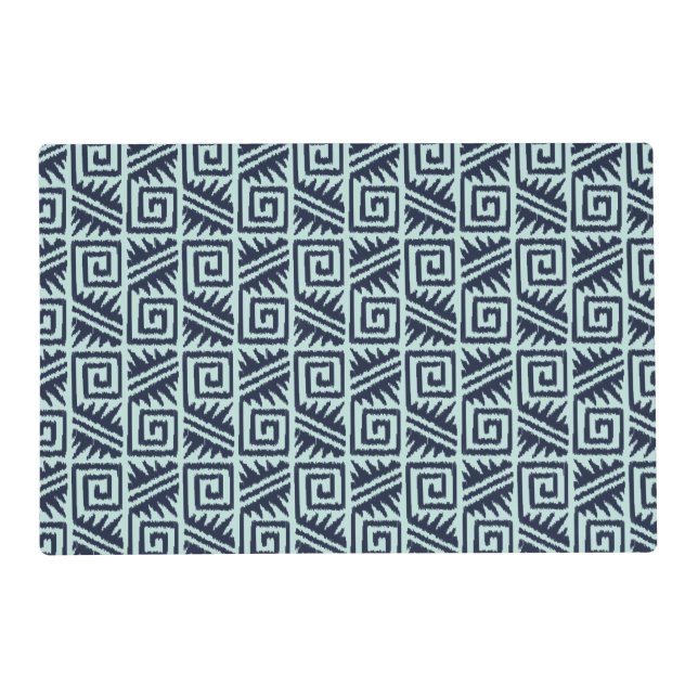 Ikat Aztec Pattern - Indigo and Light Blue Placemat (Front)