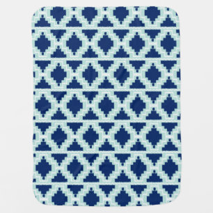 Ikat Aztec Pattern - Indigo and light blue Swaddle Blanket