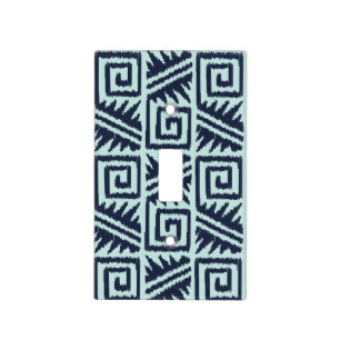 Ikat Aztec Pattern - Indigo and Light Blue Switch Cover