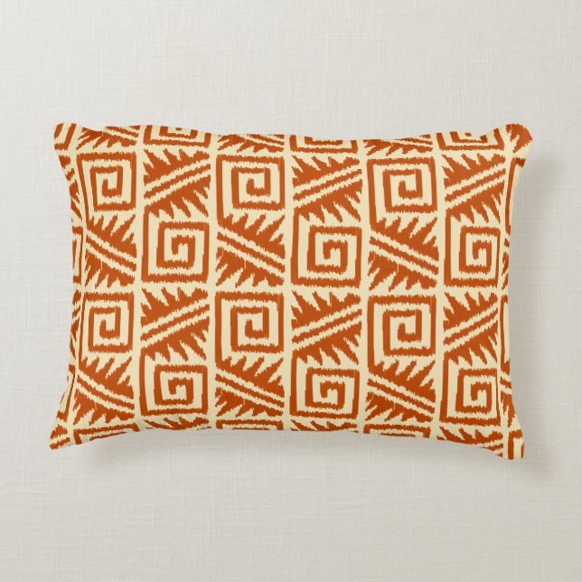 Ikat Aztec Pattern - Mandarin and Light Orange Accent Pillow (Back)