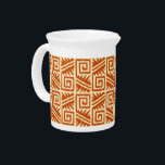 Ikat Aztec Pattern - Mandarin and Light Orange Beverage Pitcher<br><div class="desc">Classic Aztec tribal pattern with a striated,  Ikat woven texture - Deep mandarin orange on a pastel orange background</div>