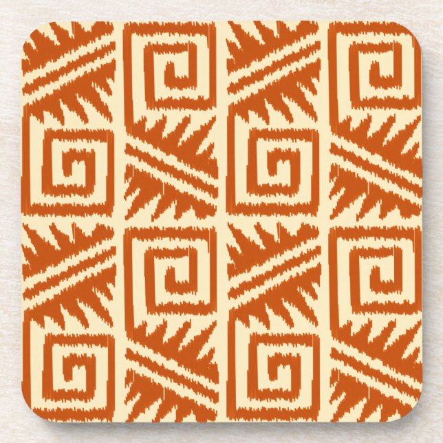 Ikat Aztec Pattern - Mandarin and Light Orange Drink Coaster (Front)