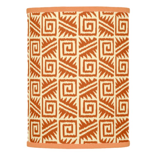 Ikat Aztec Pattern - Mandarin and Light Orange Lamp Shade (Front)