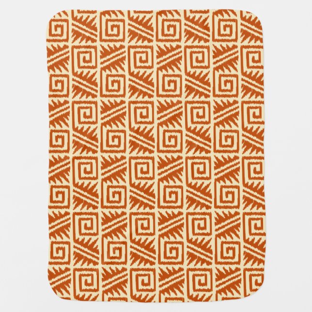Ikat Aztec Pattern - Mandarin and Light Orange Swaddle Blanket (Front)