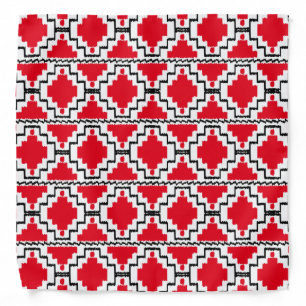 Ikat Aztec Pattern - Red, Black and White Bandana