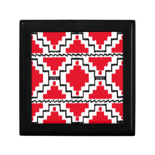 Ikat Aztec Pattern - Red, Black and White Keepsake Box