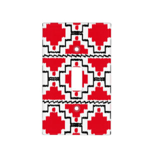 Ikat Aztec Pattern - Red, Black and White Light Switch Cover