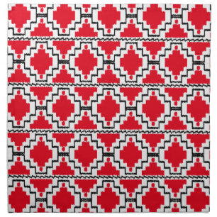 Ikat Aztec Pattern - Red, Black and White Napkin
