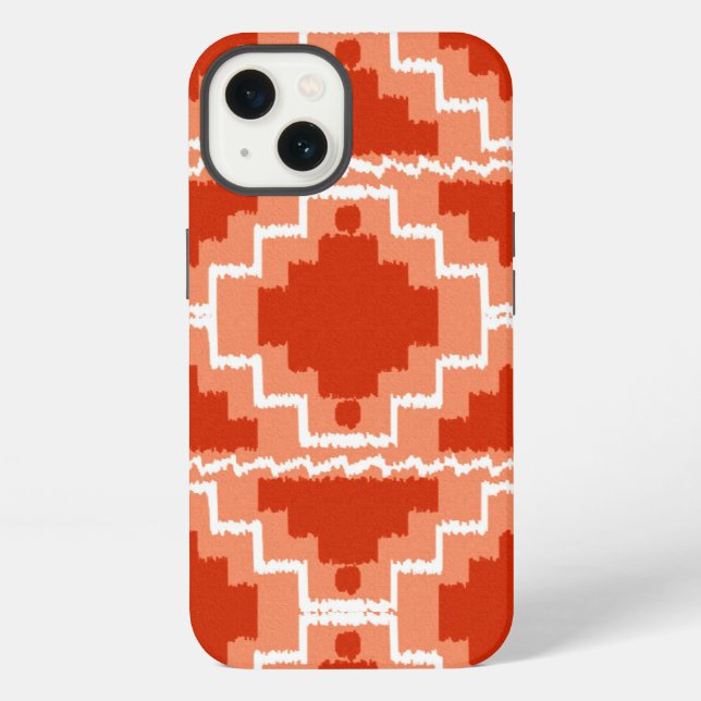 Ikat Aztec Pattern - Rust, Orange and white Iphone Case (Back)