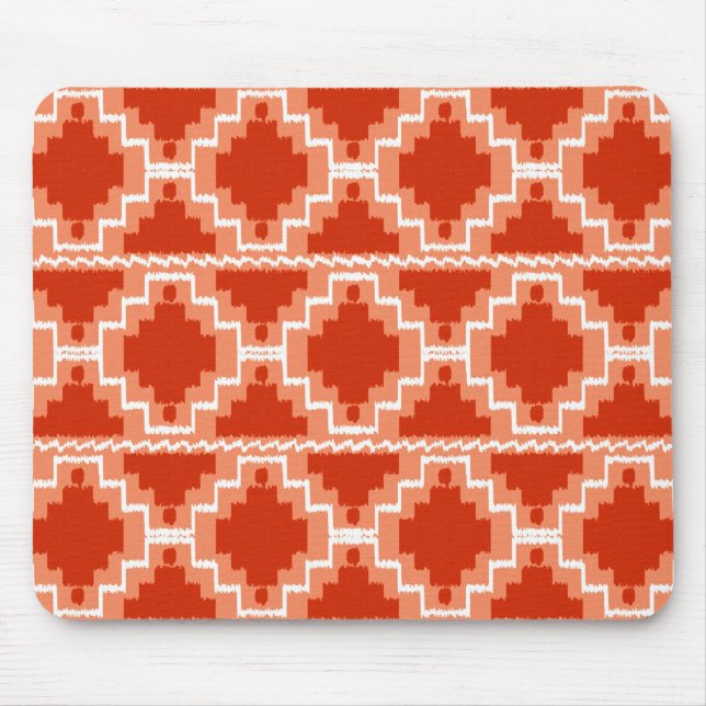Ikat Aztec Pattern - Rust, Orange and white Mouse Pad (Front)