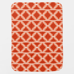 Ikat Aztec Pattern - Rust, Orange and white Swaddle Blanket