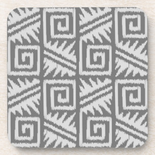 Ikat Aztec Pattern - Shades of Gray / Gray Beverage Coaster