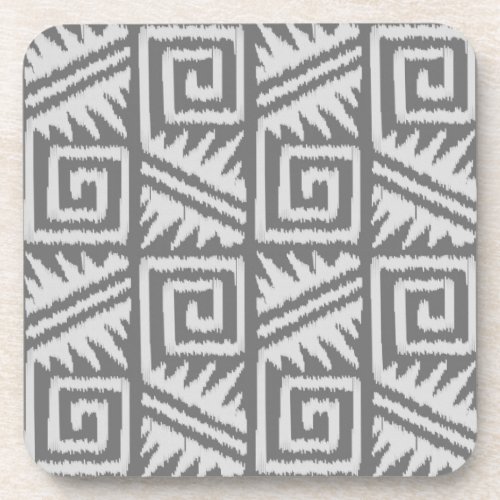 Ikat Aztec Pattern _ Shades of Gray  Gray Beverage Coaster