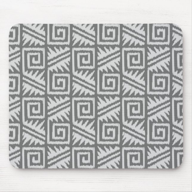 Ikat Aztec Pattern - Shades of Gray / Gray Mouse Pad (Front)