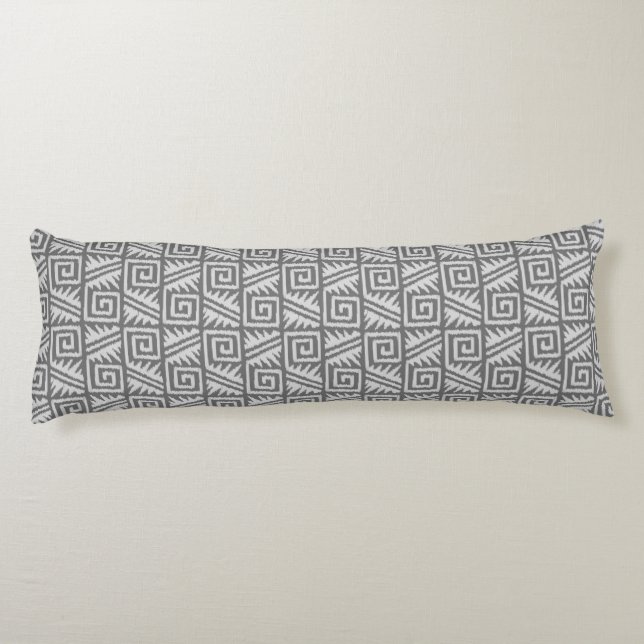 Ikat Aztec Pattern - Shades of Grey / Gray Body Pillow (Back)