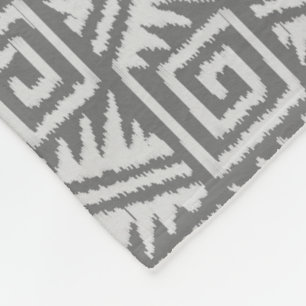 Ikat Aztec Pattern - Shades of Grey / Gray Fleece Blanket