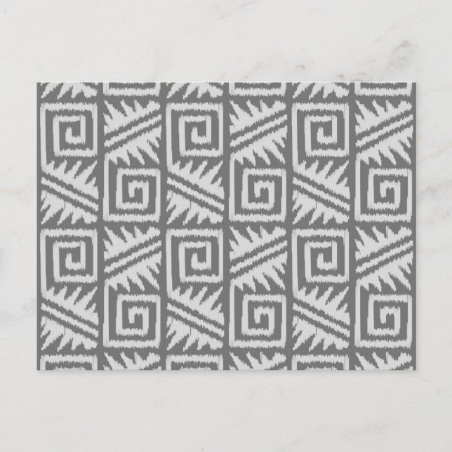 Ikat Aztec Pattern - Shades of Grey / Gray Postcard (Front)