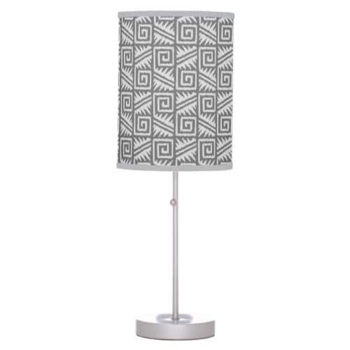 Ikat Aztec Pattern _ Shades of Grey  Gray Table Lamp