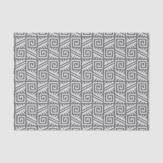 Ikat Aztec Pattern - Shades of Grey / Gray Tissue Paper (Front)