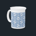 Ikat Aztec Pattern - Sky Blue and White Drink Pitcher<br><div class="desc">Classic Aztec tribal pattern with a striated,  Ikat woven texture - White on a deep light sky blue background</div>