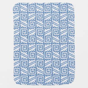 Ikat Aztec Pattern - Sky Blue and White Stroller Blanket