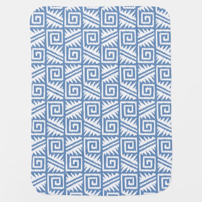 Ikat Aztec Pattern - Sky Blue and White Stroller Blanket (Front)