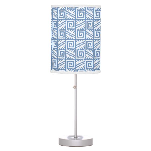 Ikat Aztec Pattern _ Sky Blue and White Table Lamp