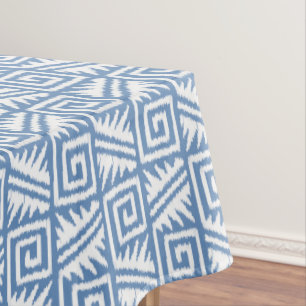 Ikat Aztec Pattern - Sky Blue and White Tablecloth