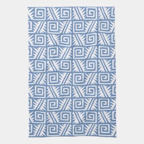 Ikat Aztec Pattern _ Sky Blue and White Towel