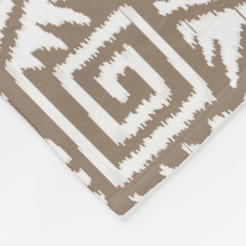 Ikat Aztec Pattern _ Taupe Tan and Cream Fleece Blanket