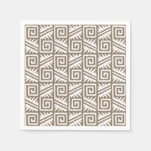 Ikat Aztec Pattern - Taupe Tan and Cream Paper Napkins