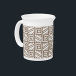 Ikat Aztec Pattern - Taupe Tan and Cream Pitcher<br><div class="desc">Classic Aztec tribal pattern with a striated,  Ikat woven texture - Creamy white on a taupe tan / stone beige background</div>
