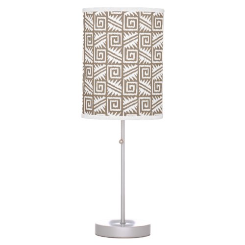Ikat Aztec Pattern _ Taupe Tan and Cream Table Lamp