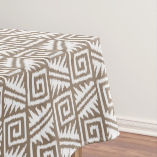 Ikat Aztec Pattern _ Taupe Tan and Cream Tablecloth