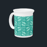 Ikat Aztec Pattern - Turquoise and Aqua Beverage Pitcher<br><div class="desc">Classic Aztec tribal pattern with a striated,  Ikat woven texture - Light aquamarine / seafoam on a deep turquoise / peacock background</div>