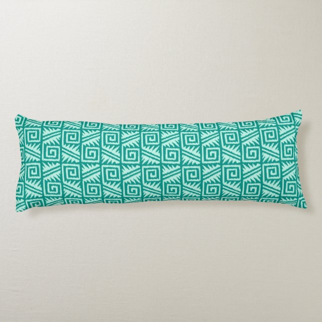 Ikat Aztec Pattern - Turquoise and Aqua Body Pillow (Back)