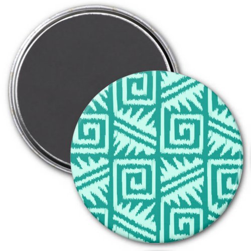 Ikat Aztec Pattern _ Turquoise and Aqua Magnet