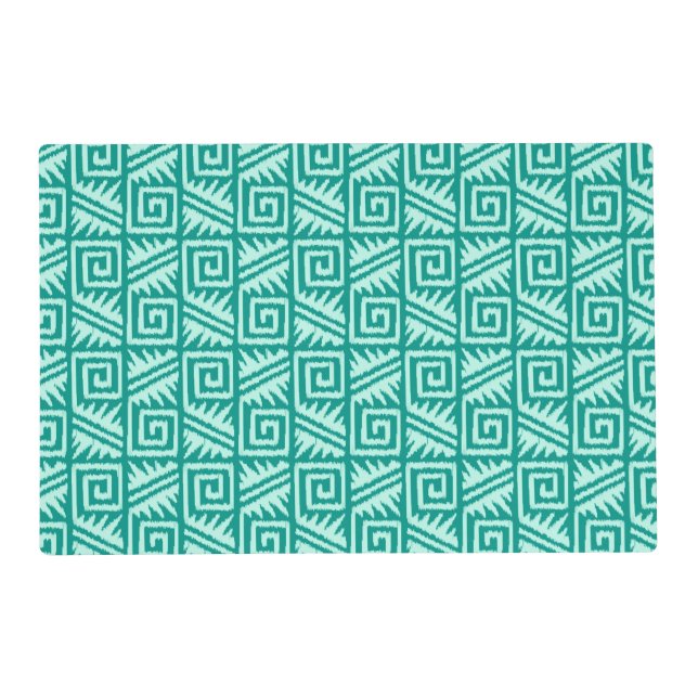 Ikat Aztec Pattern - Turquoise and Aqua Placemat (Front)