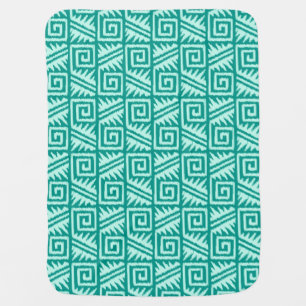Ikat Aztec Pattern - Turquoise and Aqua Receiving Blanket