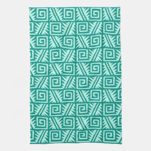 Ikat Aztec Pattern _ Turquoise and Aqua Towel