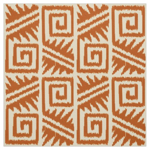 Ikat Aztec - Soft Rust Orange Fabric
