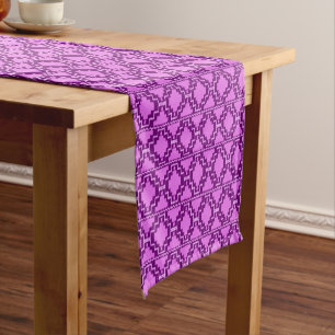 Ikat Aztec Tribal Amethyst Purple and Violet Short Table Runner