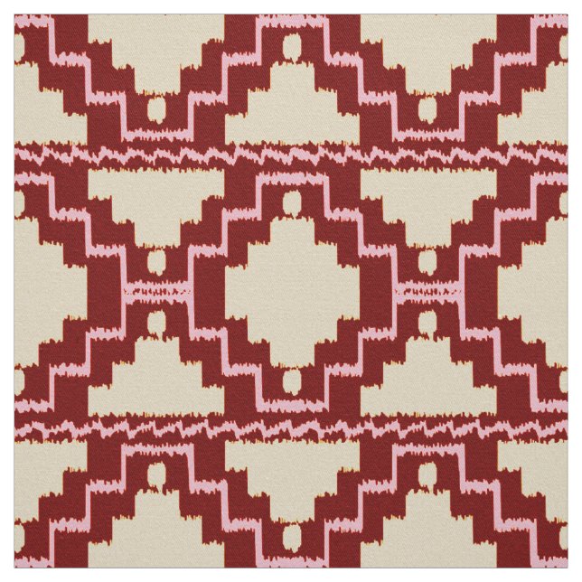 Ikat Aztec Tribal - Beige, Burgundy and Pink Fabric (Swatch)